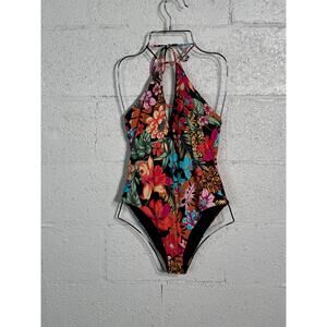 O'Neill Juniors Reina Women's Halter Cut-Out One-Piece Swimsuit Multi Large